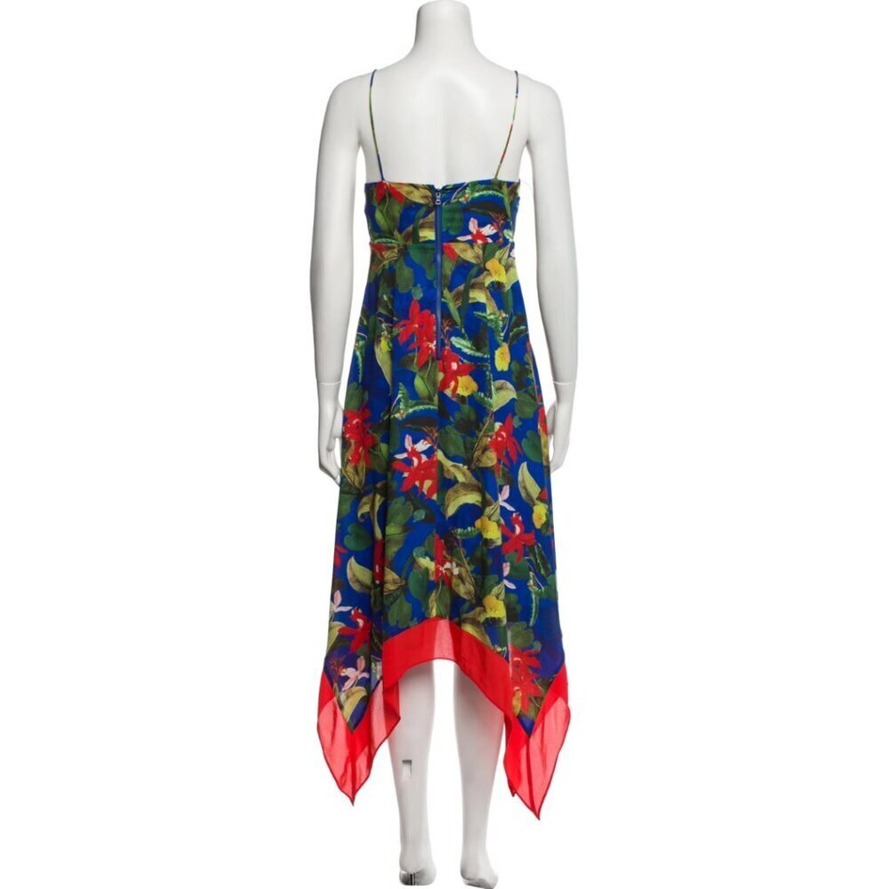 NWT Alice + Olivia Kayson Floral Print Midi Length Dress  XS | US 0 #9451 - Picture 5 of 7